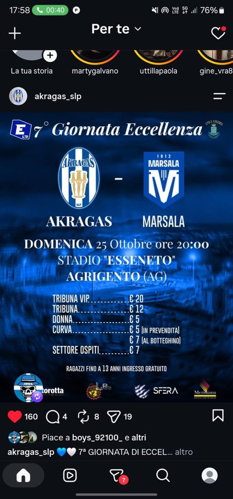 Locandina Virtus Akragas Slp- Marsala